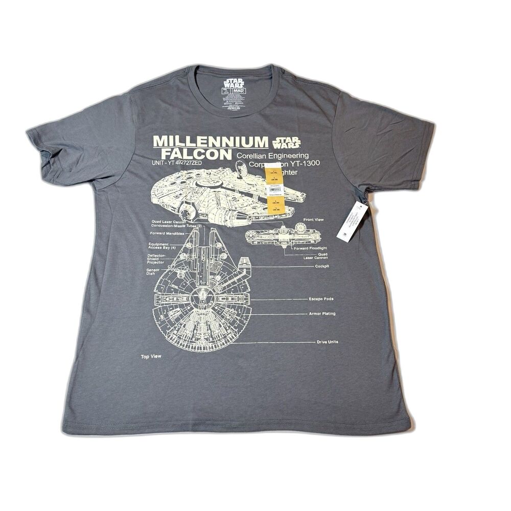 Star Wars Millennium Falcon Gray  T-Shirt Men's size Large NWT